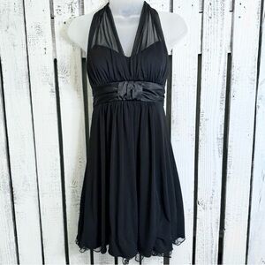 Y2K Speechless Black Halter Dress Sz Small Goth Glam Whimsigoth Coquette Grunge